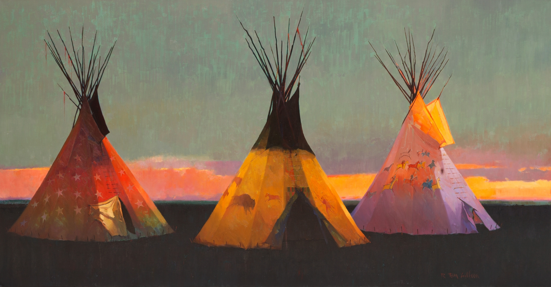 Native Trilogy Oil on canvas